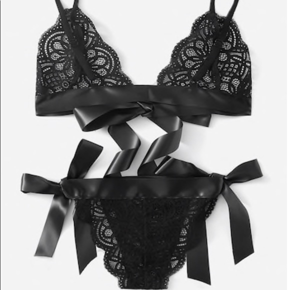 SHOPNIXX Intimates & Sleepwear Black Lace Tie Lingerie Set